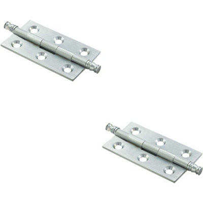 2x PAIR 64 x 35 x 2mm Finial Cabinet Hinge Satin Chrome Decorative Cupboard