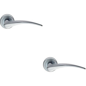 2x PAIR Arched Tapered Handle on Round Rose Concealed Fix Satin Chrome