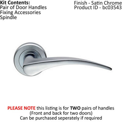 2x PAIR Arched Tapered Handle on Round Rose Concealed Fix Satin Chrome