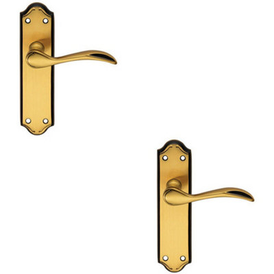 2x PAIR Curved Door Handle Lever on Latch Backplate 180 x 45mm ...