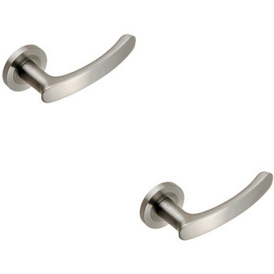 2x PAIR Curved Handle with Rounded Ends Concealed Fix Round Rose Satin ...
