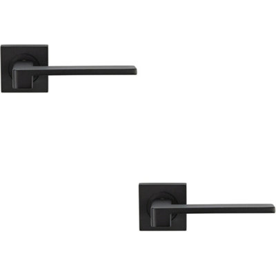 2x PAIR Flat Squared Bar Handle on Square Rose Concealed Fix Matt Black