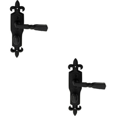 2x PAIR Forged Twisted Ornate on Bathroom Backplate 226 x 50mm Black Antique