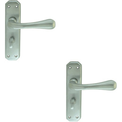 2x PAIR Heavy Duty Handle on Angular Bathroom Backplate 180 x 40mm Satin Chrome