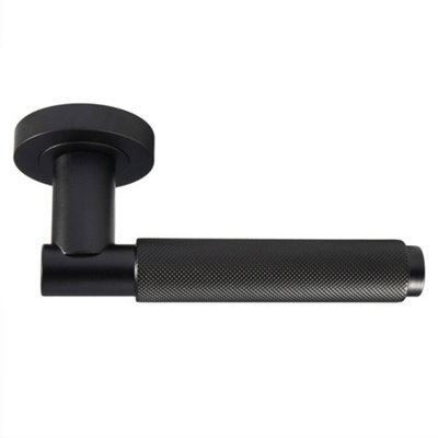 2x PAIR Knurled Grip Round Bar Handle on Round Rose Concealed Fix Matt ...