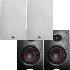 2x Pair LOOPS 140W 6.5" Low Profile In-Wall Speaker - 8Ohm - Ultra Slim Recessed