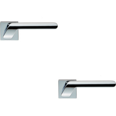 2x PAIR Modern Angled Handle on Square Rose Concealed Fix Polished Chrome Price Comparisons | Compare The Build