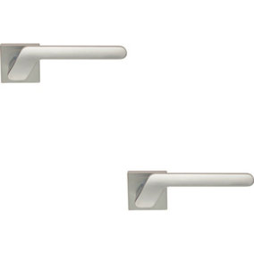 2x PAIR Modern Angled Handle on Square Rose Concealed Fix Satin Chrome