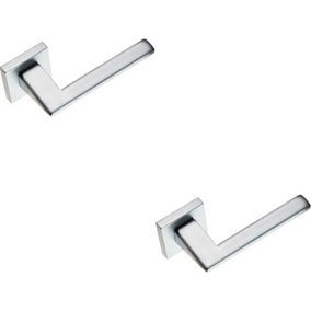 2x PAIR Modern Flat Bar Handle on Square Rose Concealed Fix Satin Chrome