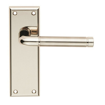 2x PAIR Round Bar Handle on Latch Backplate 150 x 50mm Polished & Satin Nickel