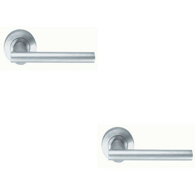 2x PAIR Round Recessed Bar Handle on Round Rose Concealed Fix Satin Chrome
