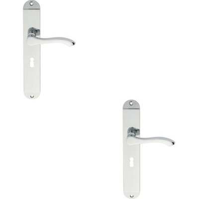 2x PAIR Scroll Lever Door Handle on Lock Backplate 242 x 40mm Polished Chrome Price Comparisons | Compare The Build