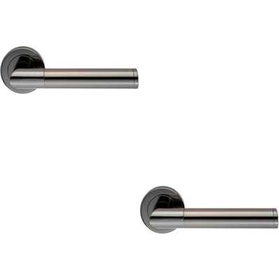 2x PAIR Sectional Round Bar Handle on Round Rose Concealed Fix Black Nickel