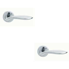 2x PAIR Smooth Ergonomic Handle on Round Rose Concealed Fix Polished Chrome