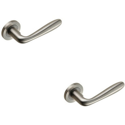 2x PAIR Smooth Rounded Bar Handle on Round Rose Concealed Fix Satin Steel