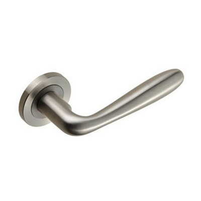 2x PAIR Smooth Rounded Bar Handle on Round Rose Concealed Fix Satin Steel
