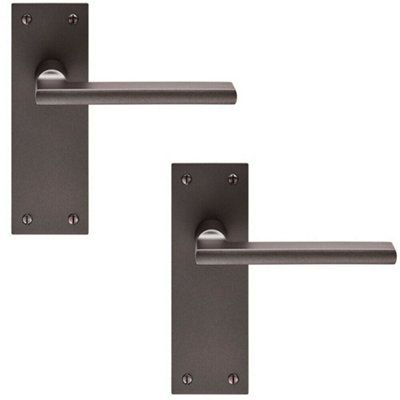 2x PAIR Straight Bar Handle on Slim Latch Backplate 150 x 50mm Matt Bronze