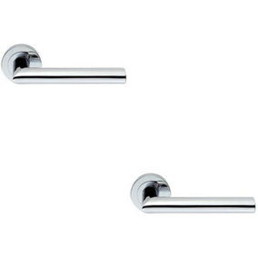 2x PAIR Straight Mitred Bar Handle on Round Rose Concealed Fix Polished Chrome