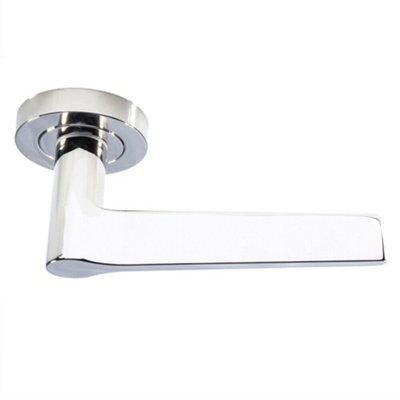 2x PAIR Straight Rounded Handle on Round Rose Concealed Fix Polished Nickel