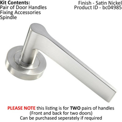 2x PAIR Straight Rounded Handle on Round Rose Concealed Fix Satin Nickel
