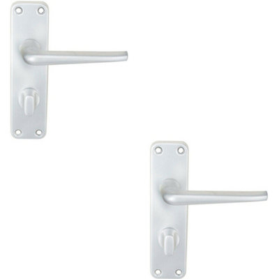 2x PAIR Straight Tapered Lever on Bathroom Blackplate 152 x 41mm Satin ...
