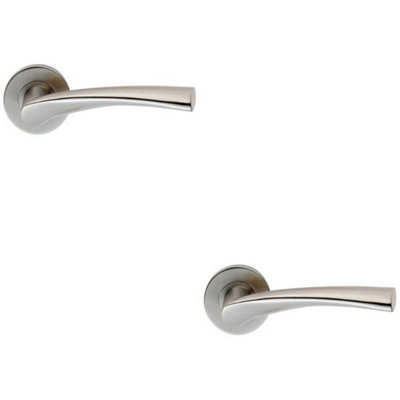 2x PAIR Twisted Angular Design Handle on Round Rose Concealed Fix Satin ...