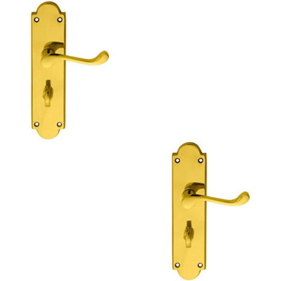 2x PAIR Victorian Scroll Handle on Bathroom Backplate 205 x 49mm ...