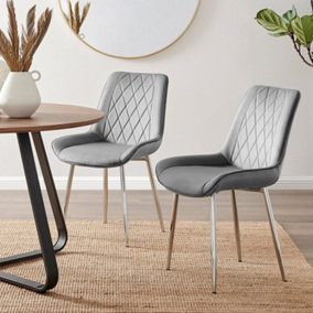 2x Pesaro Dining Chairs Grey Velvet (Silver Leg)