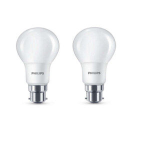 2x Philips LED Frosted B22 60w Warm White Bayonet Cap Light Bulbs Lamp 806 Lm