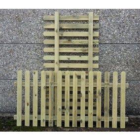 2x Picket Garden Fence Panels 90cm (3ft) Tall x 1.8m (6ft) Hand Built Treated Wood