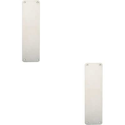 2x Plain Door Finger Plate 300 x 75mm Bright Stainless Steel Push Plate
