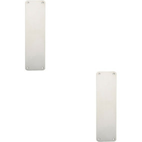 2x Plain Door Finger Plate 300 x 75mm Bright Stainless Steel Push Plate