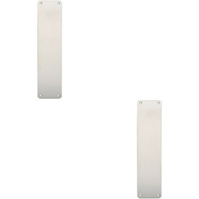 2x Plain Door Finger Plate 350 x 75mm Bright Stainless Steel Push Plate
