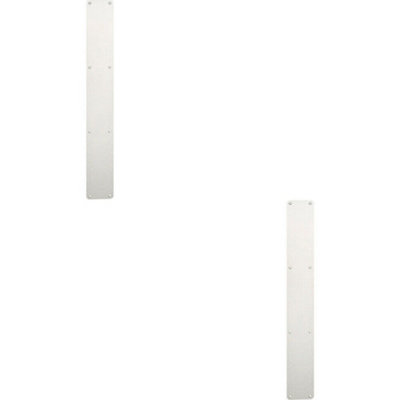 2x Plain Door Finger Plate 650 x 75mm Bright Stainless Steel Push Plate