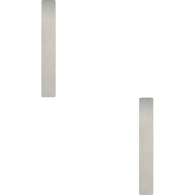 2x Plain Door Finger Plate 650 x 75mm Satin Stainless Steel Push Plate