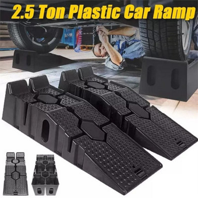2X Plastic Car Ramp Heavy Duty 5 Ton 2.5+2.5 Ton Lifting Ramps 33cm ...