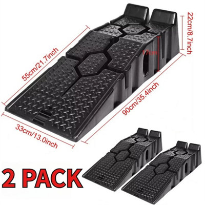 2X Plastic Car Ramp Heavy Duty 5 Ton 2.5+2.5 Ton Lifting Ramps 33cm ...