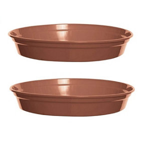 2x Plastic Plant Pot Saucer 19cm Terracotta Colour for 7 or 8 Inch Pot