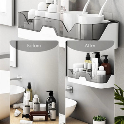 2x Plastic Shower Shelf Bathroom Caddy Rack Storage Organiser No Drilling
