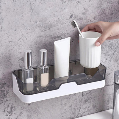 2x Plastic Shower Shelf Bathroom Caddy Rack Storage Organiser No Drilling