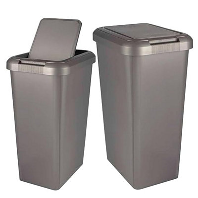 2x Platinum Rubbish Waste Recycling Moda Waste Bin Tall Compact 45L For Home & Kitchen With Special Lid