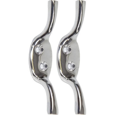 2x Polished Chrome Cleat Hooks 75mm Metal Blind / Wall Curtain Tiebacks DIY at B&Q