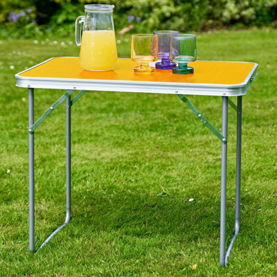 2X PORTABLE MDF WOODEN TOP FOLDING DINING TABLE GARDEN OUTDOOR PICNIC ...