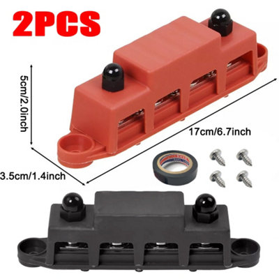 2x Positive Negative Bus Bar Battery Power Distribution Block 4 x M8 ...