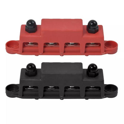 Joinfworld 400A Bus Bar 12V Power Distribution Block With 4 X 5/16" M8  Stud Dual Battery Bus Bar 48v Dc Marine Terminal Distribution Block Automotive Car S