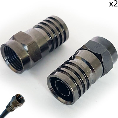 2x Easy Fit Screw On TV Aerial Coax Plug Male Connectors – RG6 CT100 WF100, Electromart SFCPX2