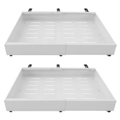 2X Pull Out Drawer Storage Rack Rail White in color