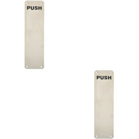 2x Push Engraved Door Finger Plate 300 x 75mm Satin Stainless Steel Push Plate