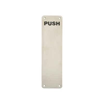 2x Push Engraved Door Finger Plate 300 x 75mm Satin Stainless Steel Push Plate