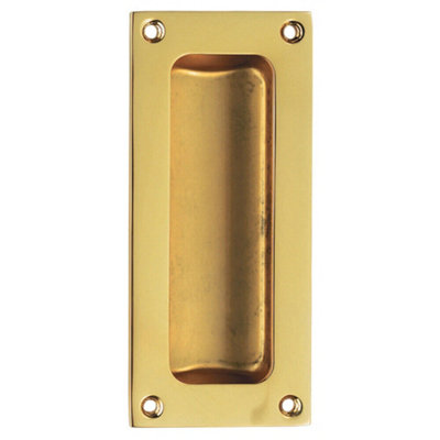 2x Recessed Sliding Door Flush Pull 102 x 45mm 10.5mm Depth Polished Brass